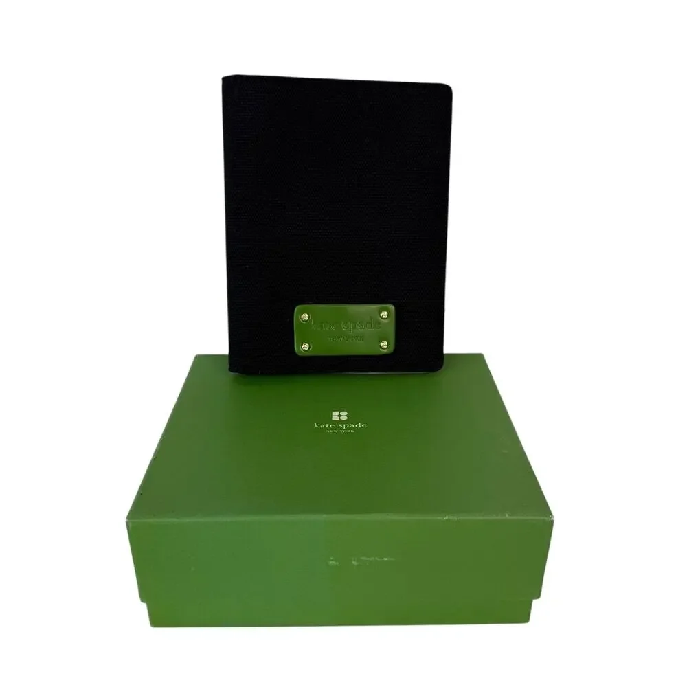 Kate Spade Elyce Black Green Canvas Brag Book Photo Album with Box 6.5